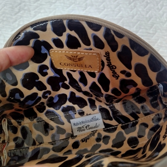 Consuela Brown Flowers Medium Dome Makeup Cosmetic Bag - Picture 5 of 5